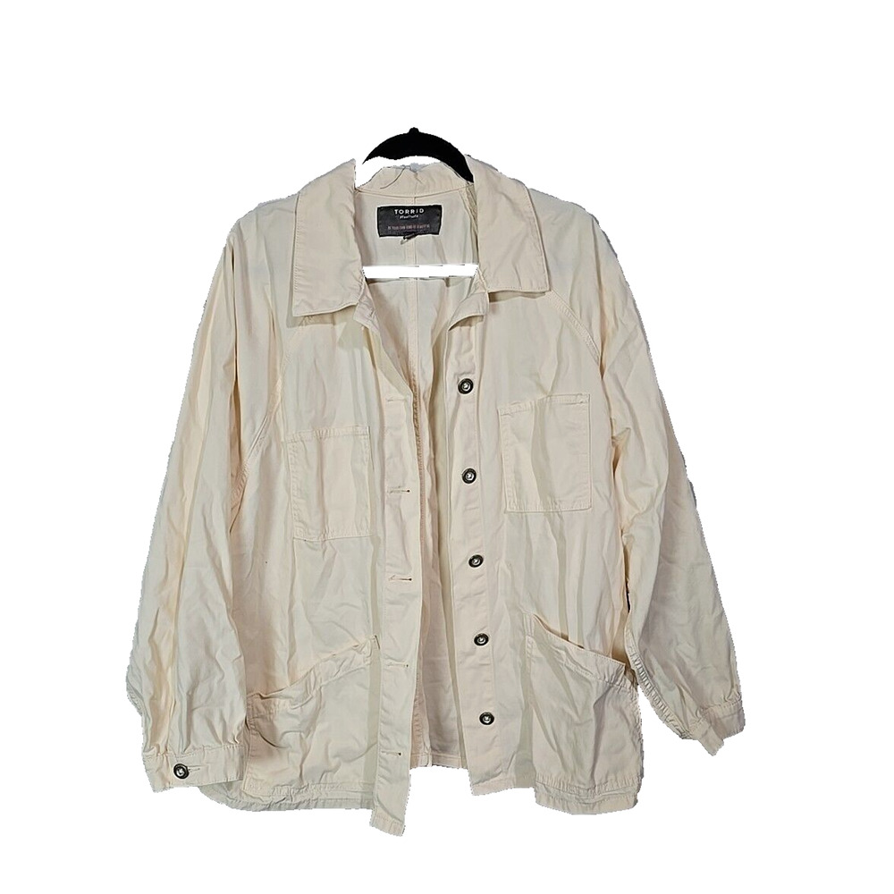 Torrid Yellow Canvas Front Patch Pockets Long Sleeve Chore Jacket Womans Size 3X